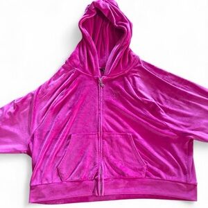 Victoria's Secret Pink Velour Cropped Hooded Jacket